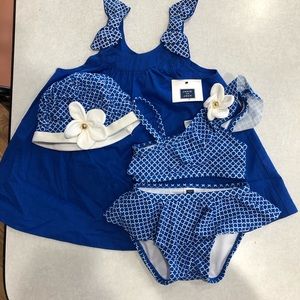 Janie and Jack swimsuit, cover up and swim hat